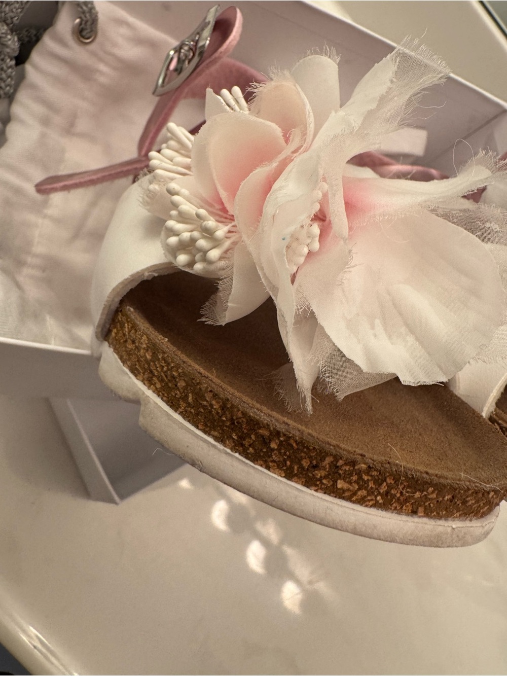 Monnalisa girls white & pink flower sandals EU32 / US 1 - Picture 15 of 15